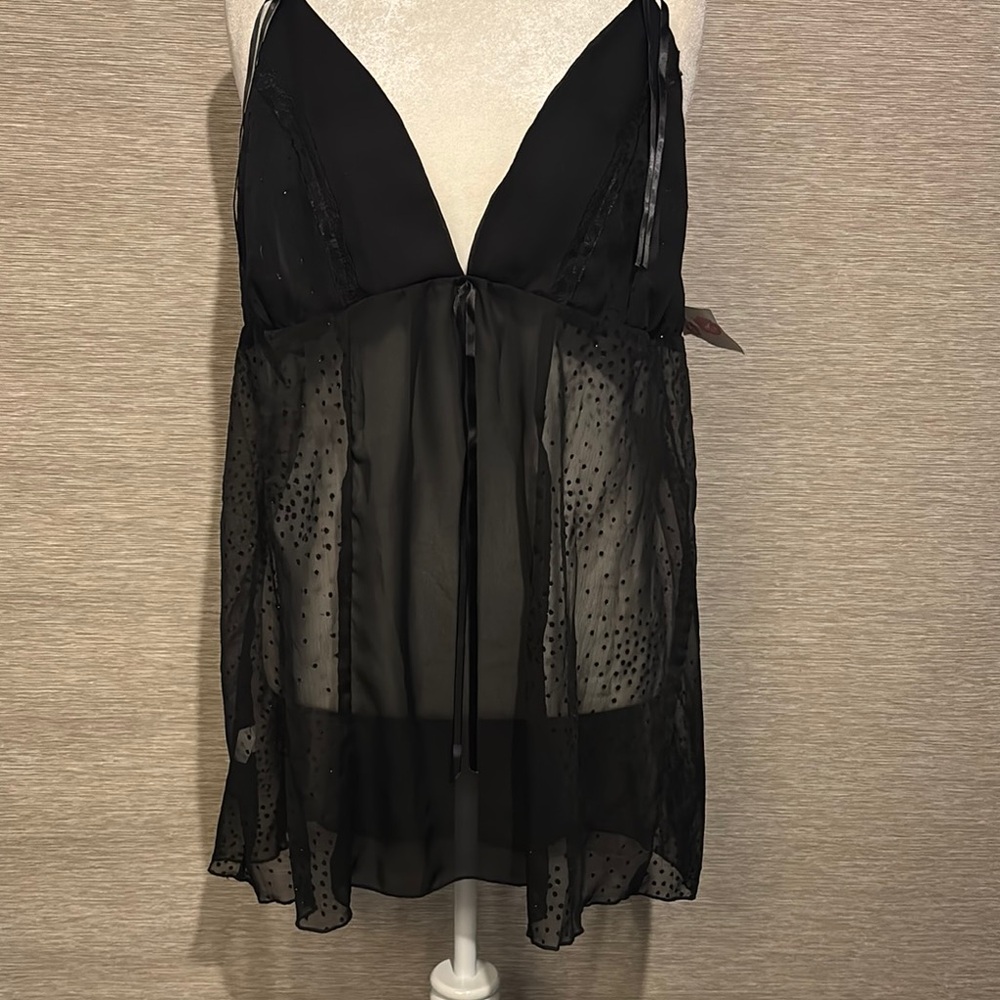 True 3x Elegant Black Sheer Babydoll Lingerie